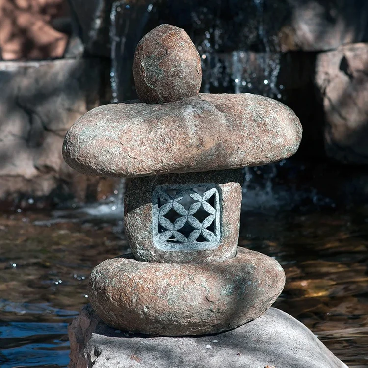 Hand Carving Wabi Sabi Pagoda style Garden Landscape Decor Natural Stone Rock River Stone Lantern