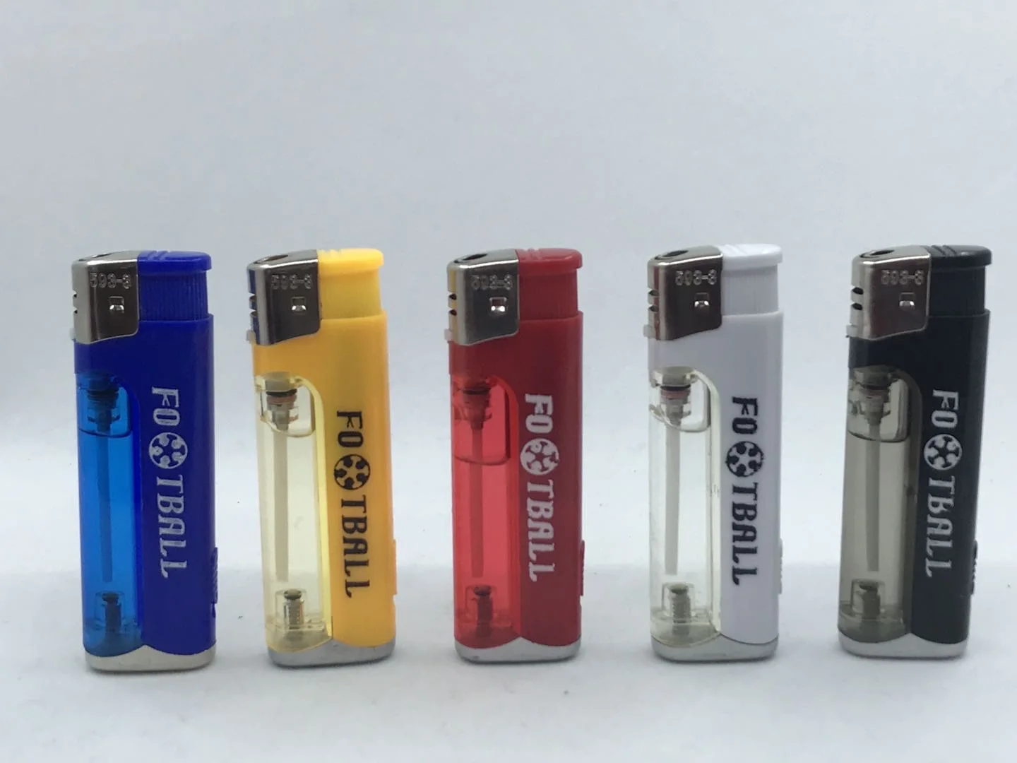 Пластиковая многоразовая газовая электрическая зажигалка в пять цветов со светодиодной подсветкой
