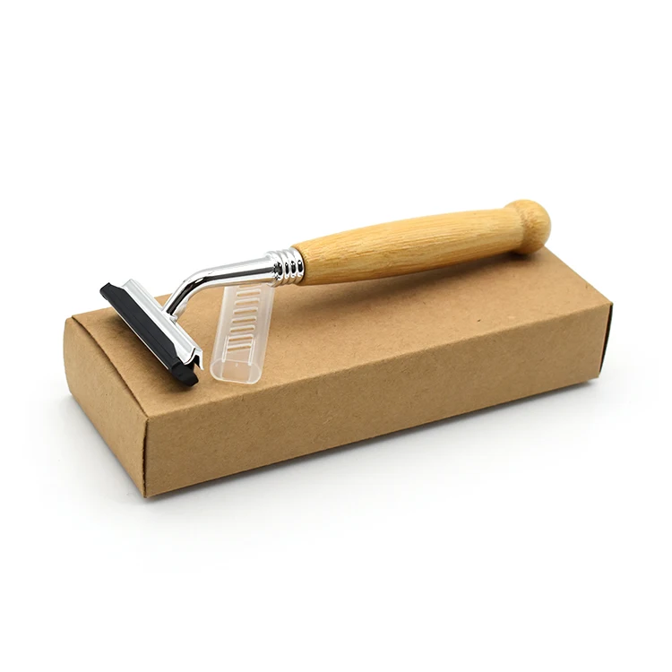 Wholesale Hotel Bamboo Biodegradable Disposable Razor Twin Blade Bamboo Straight Razors For Barber