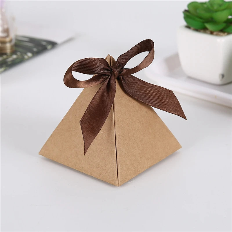 Wedding Candy Box Carton Pyramid Wedding Supplies Gift Wedding Candy Box Baby Show Chocolate Packing With Ribbon