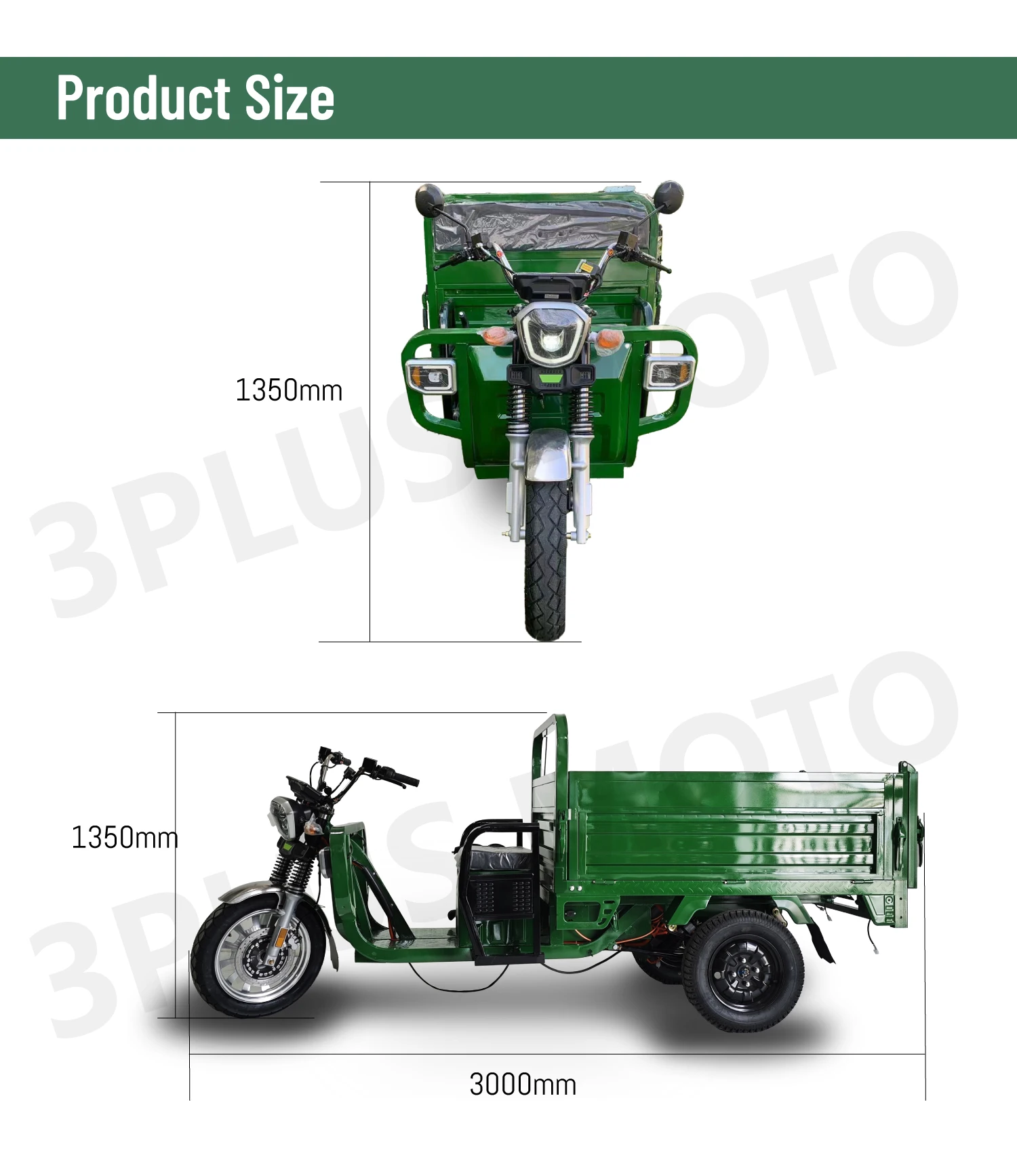 3 Wheels Cargo Electric Scooter Road Approved Ultra Robust 3000W/ 45ah Electric Tricycle