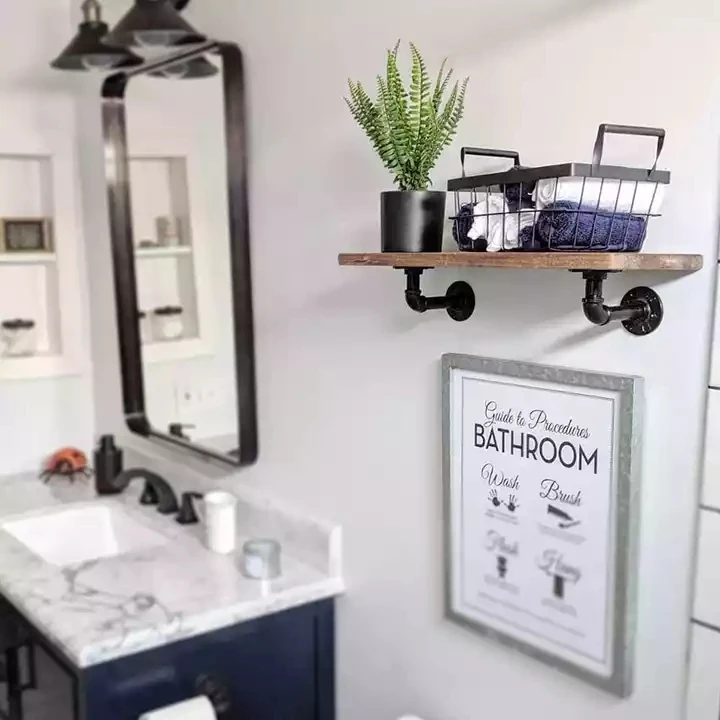 black wall mount iron pipe regal halter brackets  Cast iron vintage home storage supports wall floating shelf bracket and rack