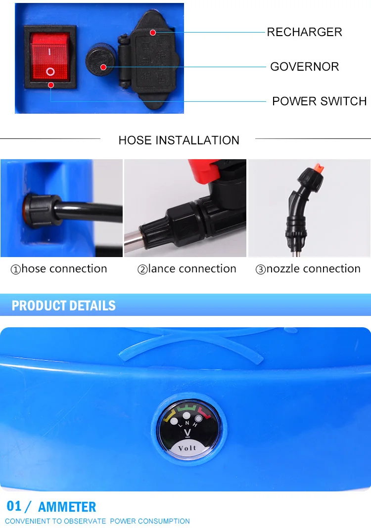 Easy Operation 16L Sprayer parts Agricultural Battery Knapsack Sprayer