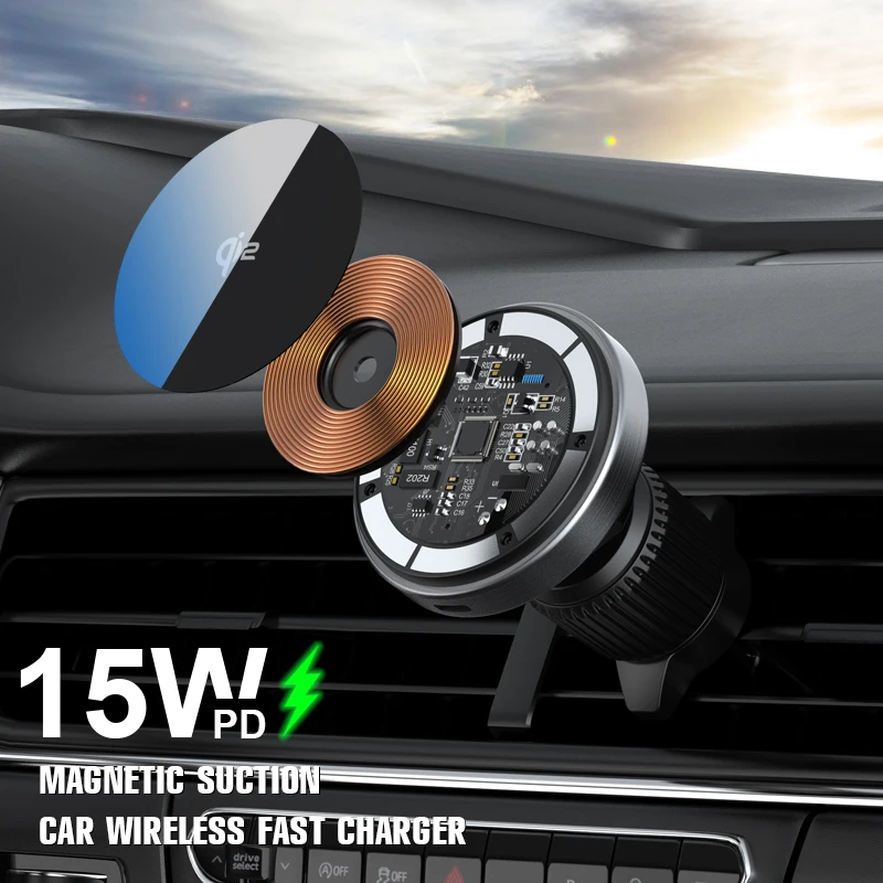 Newest Products 2024 Qi2 Wireless Car Charger 15w Magnetic Car Mount for iPhone 12 13 14 15 16