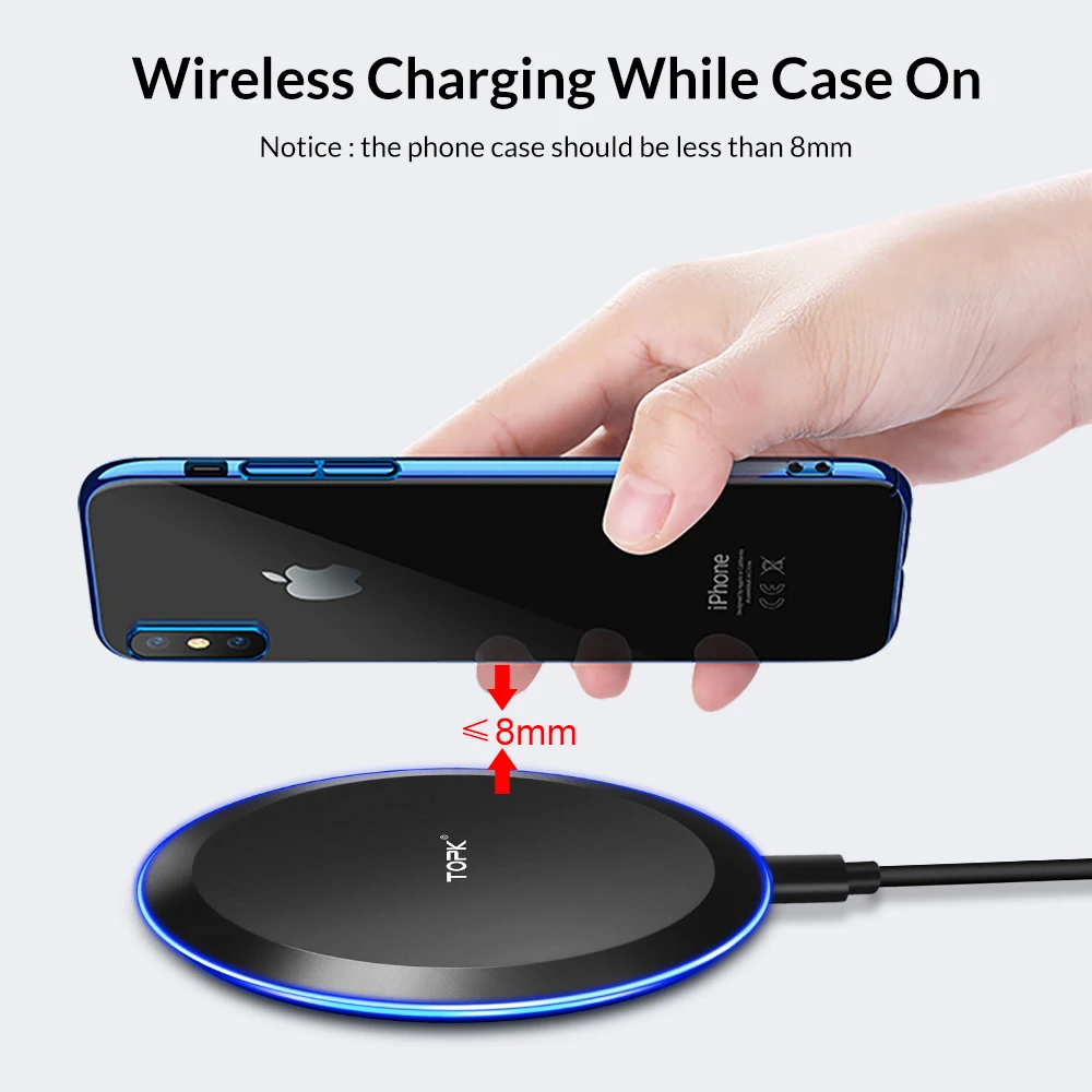 
Free Shipping TOPK Qi Fast Wireless Charger 10W Portable Silm Led Wireless Charger For Iphone 