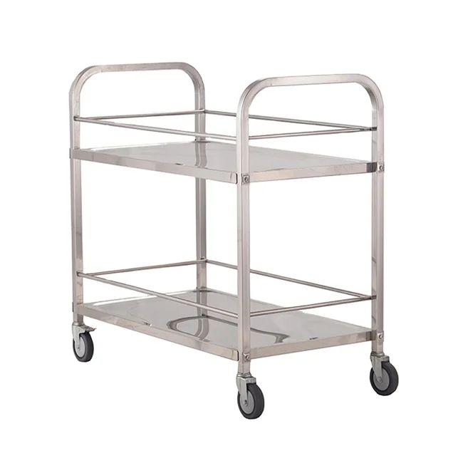 Stainless Steel Food Tray Tea Trolley Wheels Assembled Drinks Trolley
