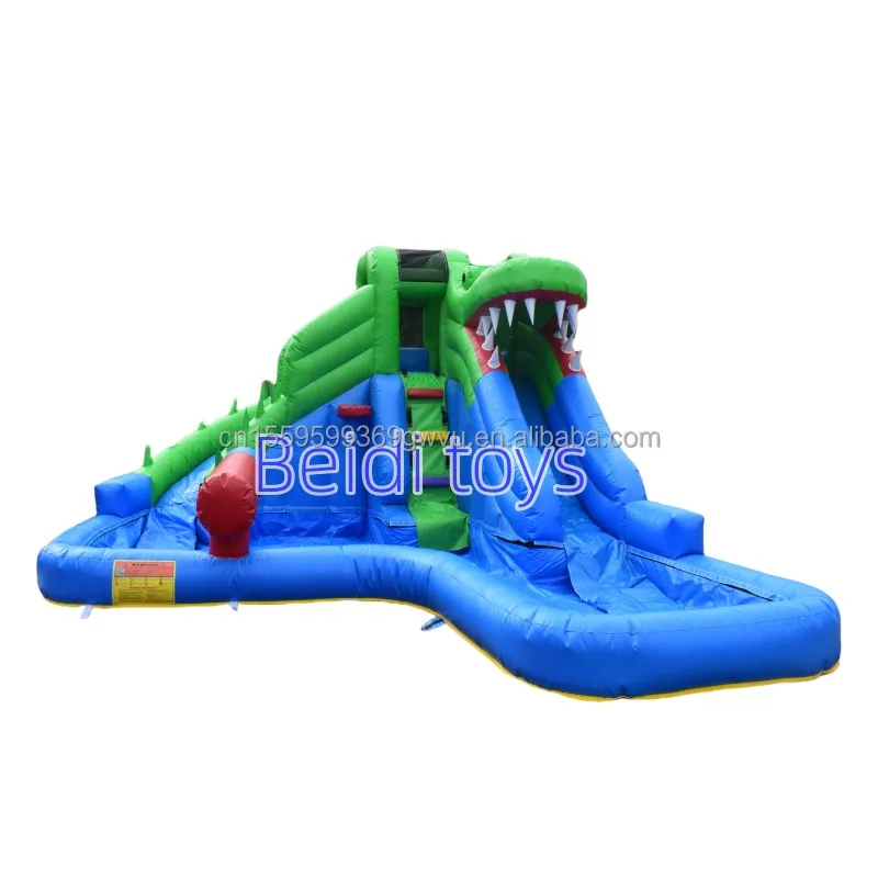 Professional supplier PVC crocodile themed hot selling inflatable water pool slide,