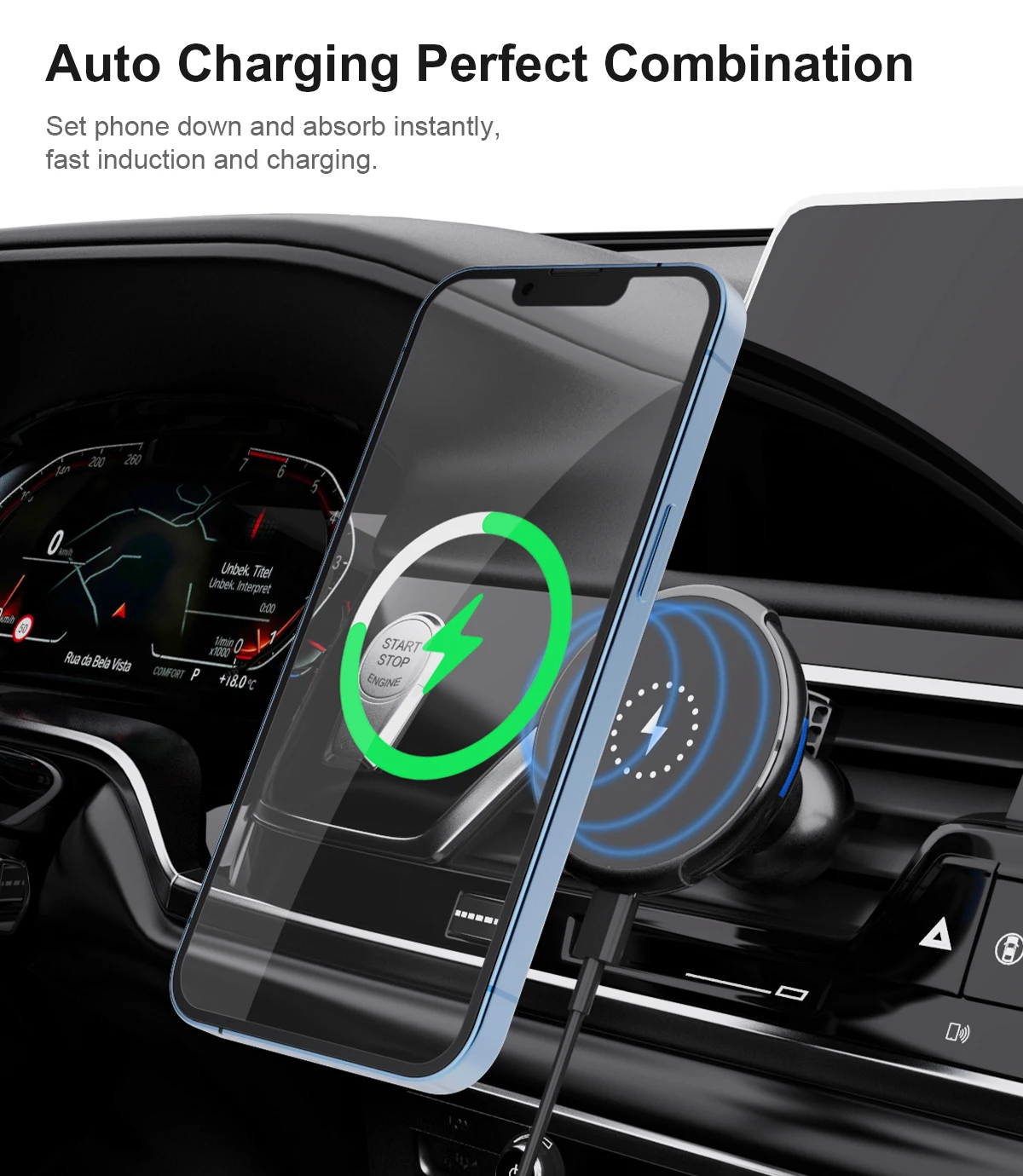 Factory Made  Fast Smart Sensor Magnetic Car Wireless Phone Charger For Iphone 12 13 Mini Pro Max