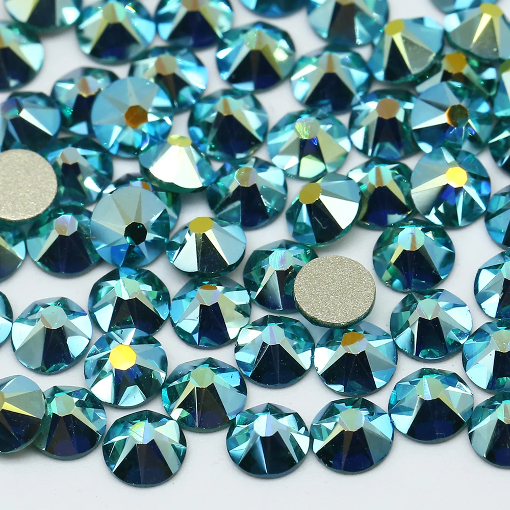 XULIN Shiny 16 Cut Facets SS16 SS20 SS30 Olivine AB Non Hotfix Round Flat Back Glass Rhinestones For Dress Clothing Applique