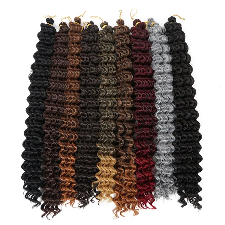 Synthetic Bulk Hair Crochet Hair Braids Box Braid 18 Inch Curly Deep Wave afro kinky Crochet Hair For afro Black Women