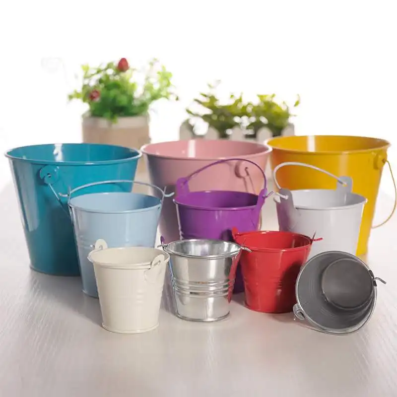 Home decoration mini size bucket galvanized metal bucket for garden plant pot bucket