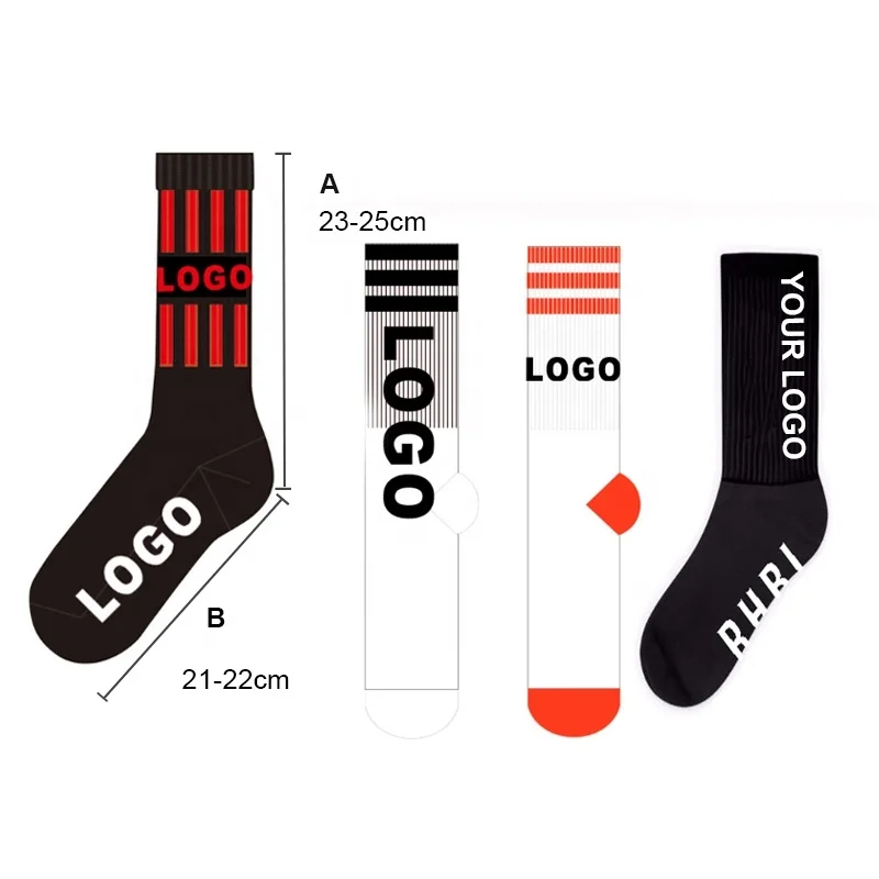Hot Sell Breathable Knee High Black Sport Football Custom Socks