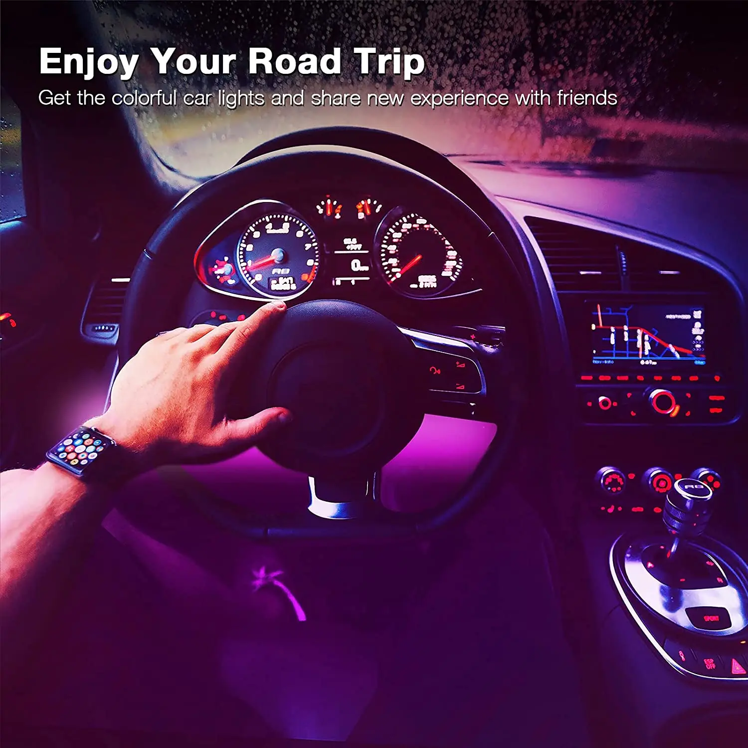 Cigarette Adapter 12V RGB 5050 APP LED Bulb for Car Interior Ambient Lights Accessories Waterproof Strip LEDs Lighting