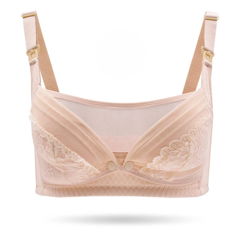 
Whosale maternity bra breathable thin and light gauze design sexy lace prevent sagging breastfeeding front open nursing bras 