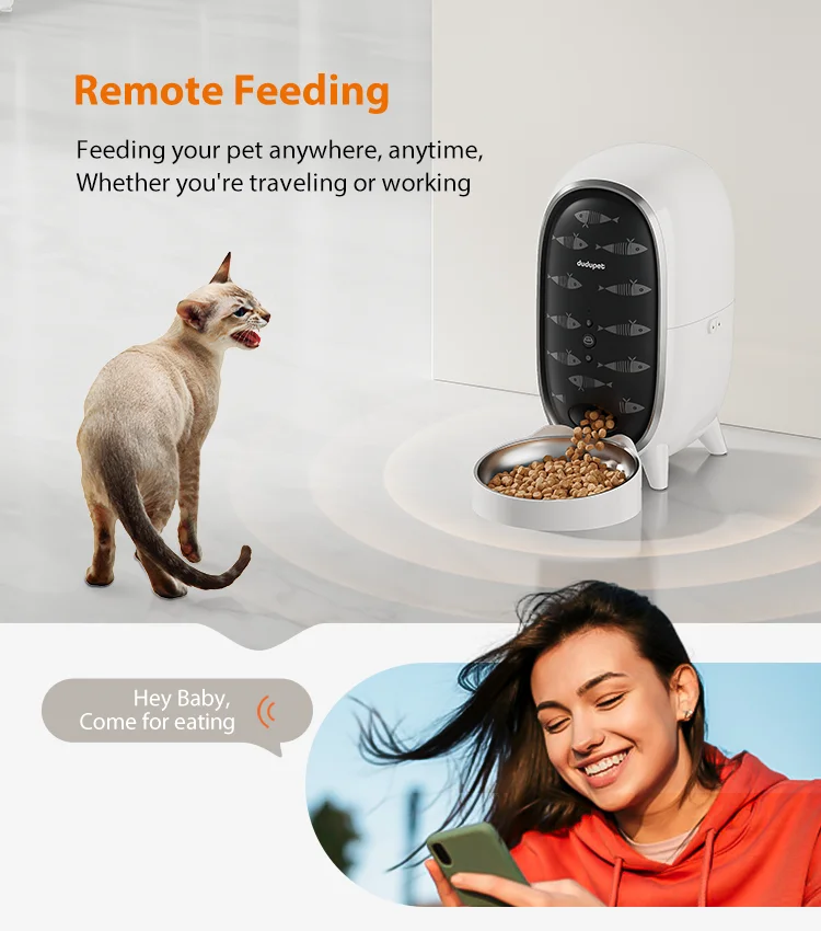 Smart Cat Food Dispenser With App Control And 10 Second Recorder 3L Capacity Automatic Cat Feeder