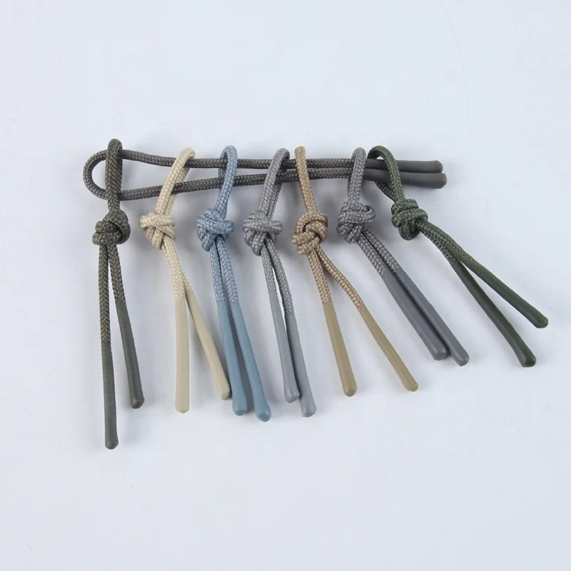 T-068# factory in stock sport silicone zipper puller string DIY backpack clothing accessory solid color rubber zipper pull cord