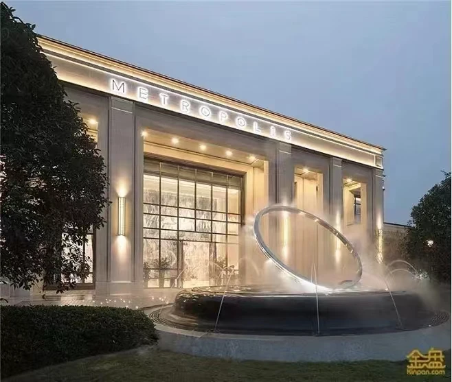 Outdoor Garden Modern Large Stainless Steel Art Circle Mirror Finishing Water Feature Fountain Sculpture