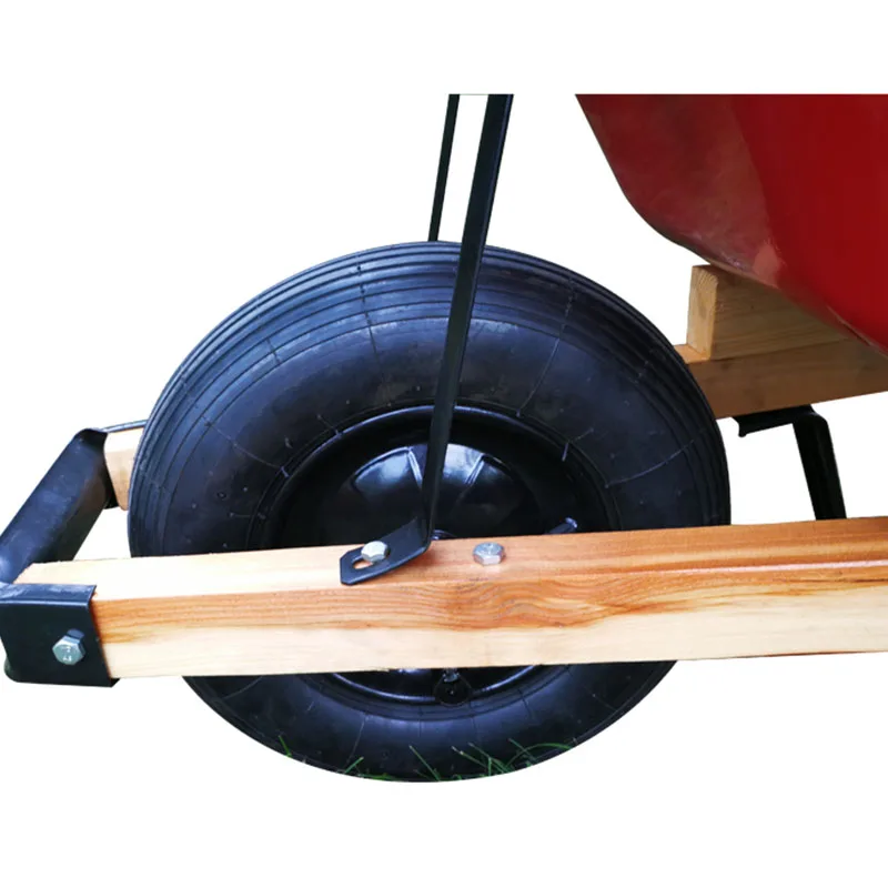 100L capacity big wooden handle heavy duty wheelbarrow