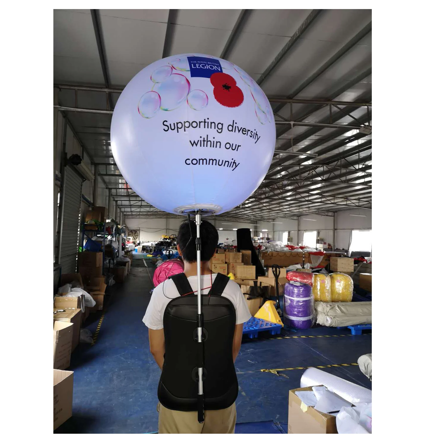 Human Size Inflatable Backpack Walking Sphere For Events Promotional