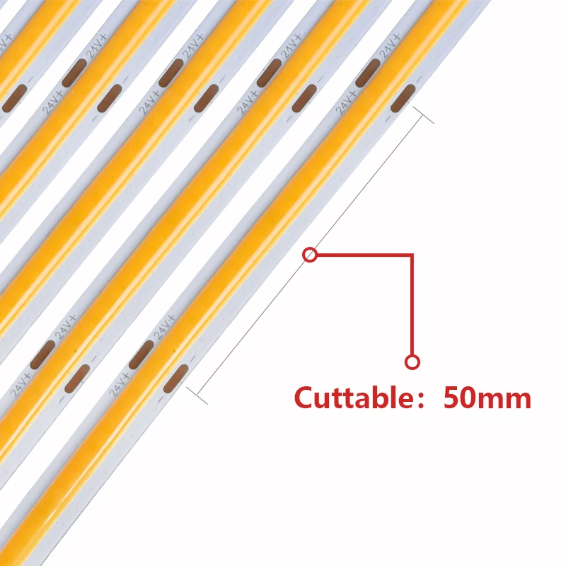 Factory Direct Sale DC24V 12V 90 High CRI Dotless Led Cob Strip 480Leds 220V LED Lights Strip COB Flexible Smart LED Lightings