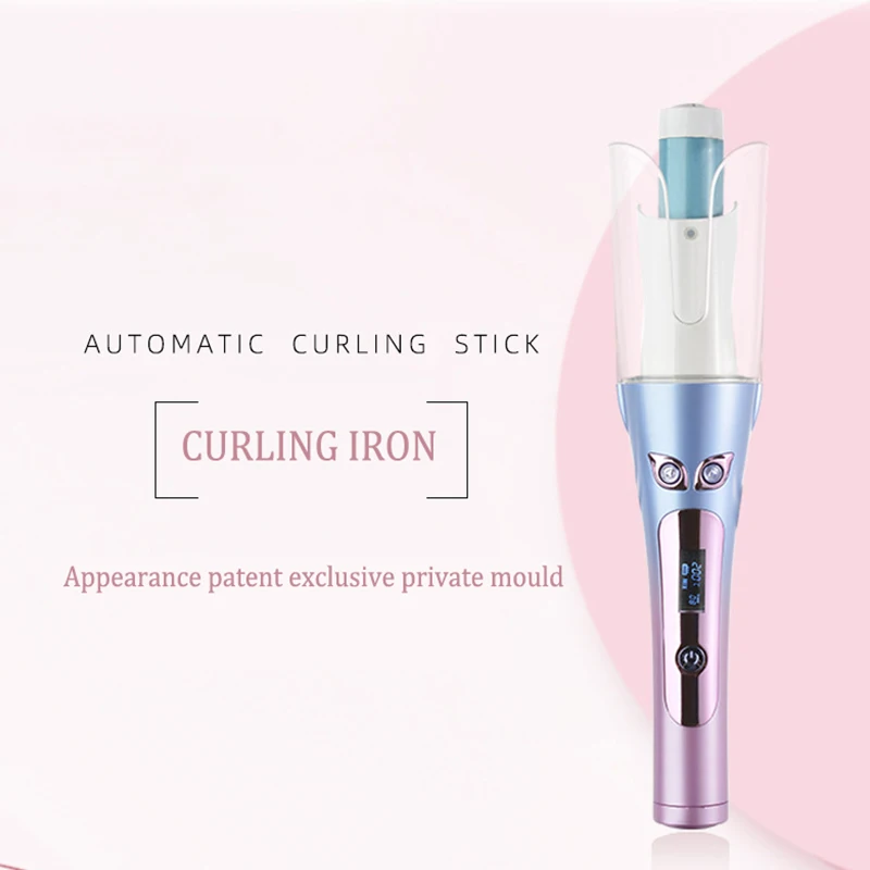 Automatic hair curling iron with ceramic ionic barrel smart anti-stuck auto rotating hair curling wand professional hair curler