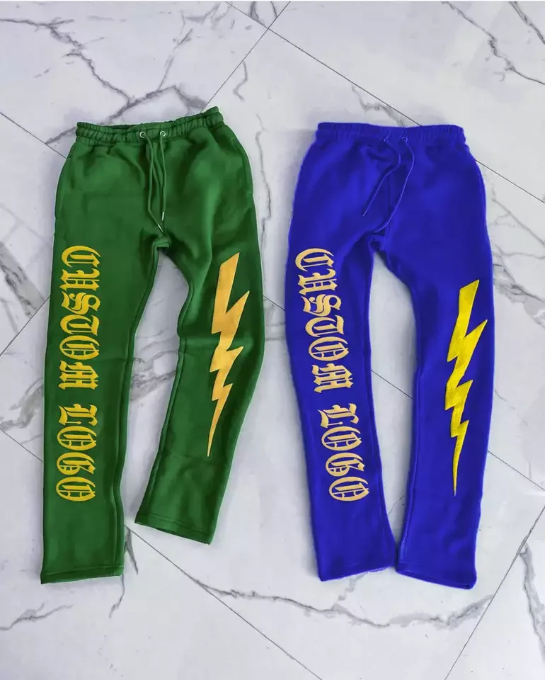 wholesale High Quality 100% Cotton Custom LOGO Loose Puff Print Graphic Trousers Jogger Track Sweat Pants Sweatpants Mens Jogger