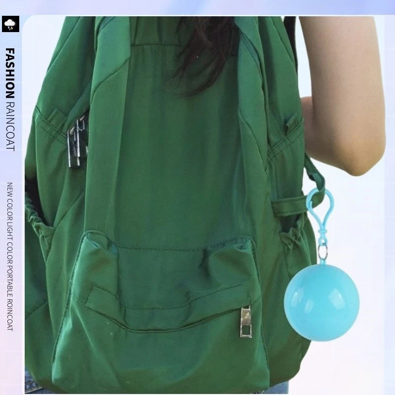 Wholesale PE Disposable Ball Raincoat Outdoor Camping Cheap Rain Wear Key Chain Touring Convenient Rainfreem Ball Raincoats