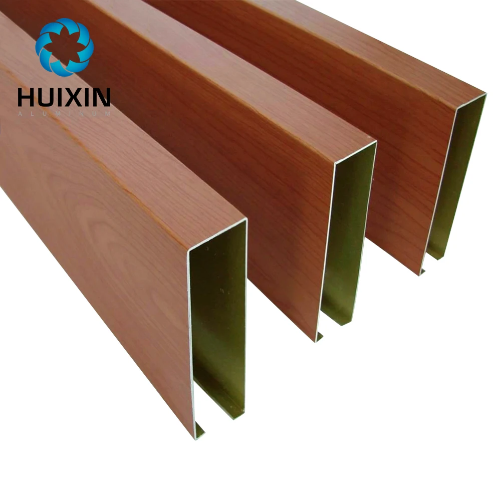 Wooden Grain Linear Baffle Ceiling Decorative Metal Aluminum Strip Ceiling Tiles