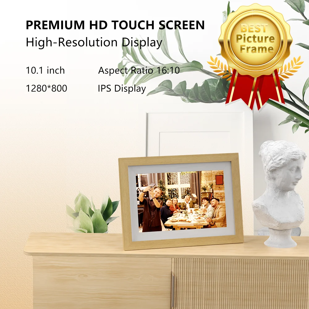 high quality wooden digital photo frame wifi 10.1 21.5 inch touch screen ips smart with mini large led video  picture gif foto