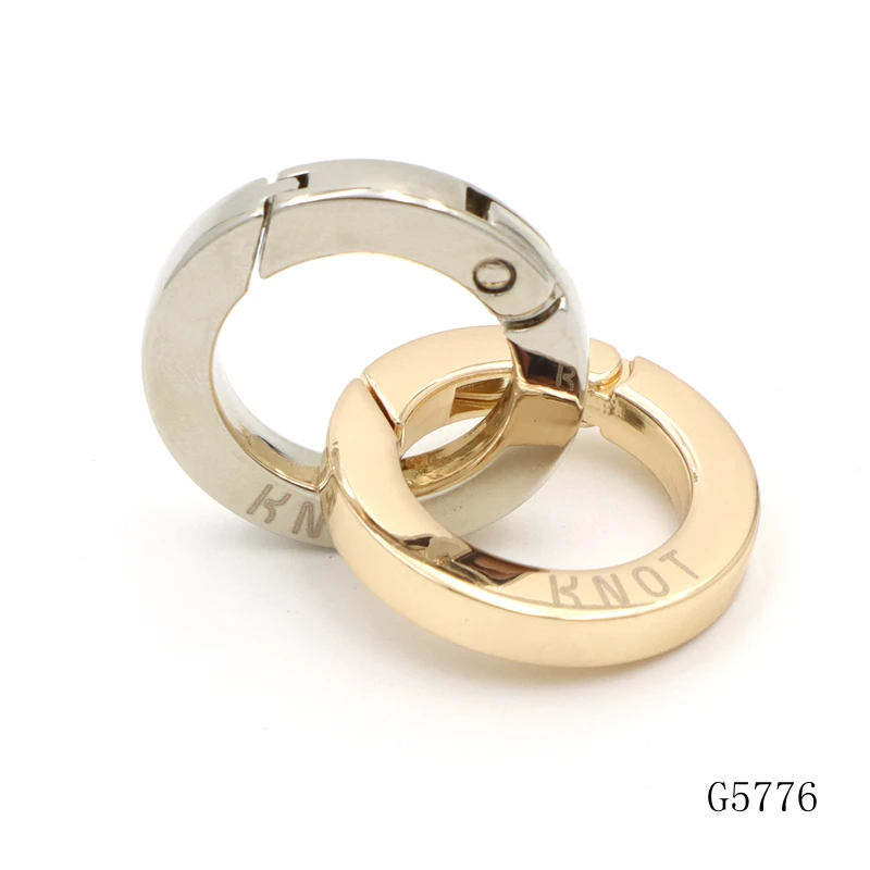 Light Gold Plated  Snap Clasp Hooks Spring Open Inside Ring Clasp for Jewelry Key Chain