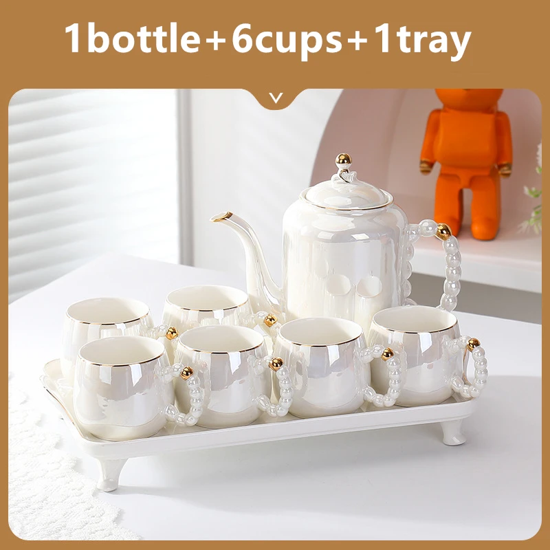 MAIMAI Pearl Series Ceramic Coffee Mug Gradient Porcelain Water Bottle Oats Milk Desserts Tea Cup Gift Set for Office