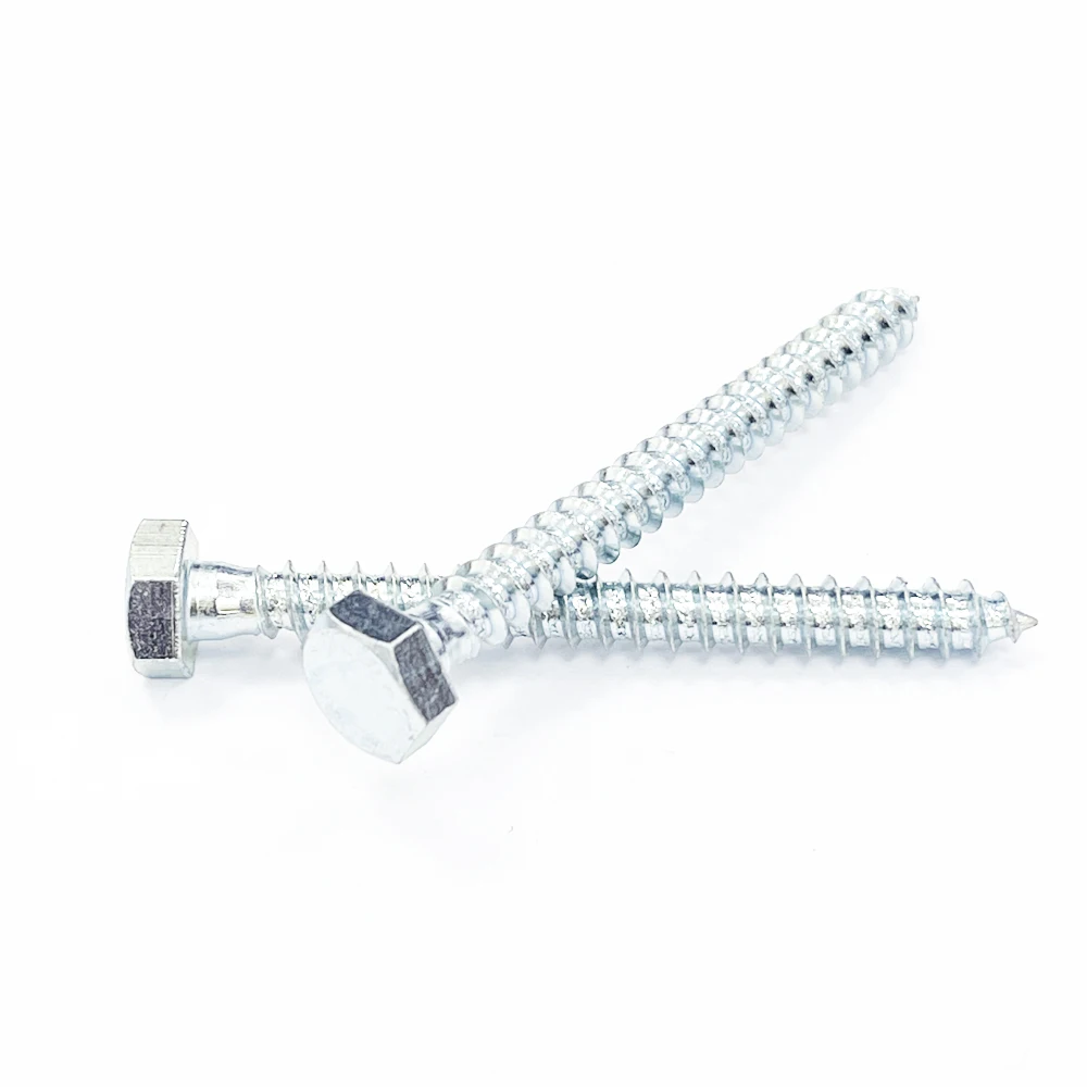 Iron Manufacturing Zinc Plated Full Thread Hexagon Head Wood Screws