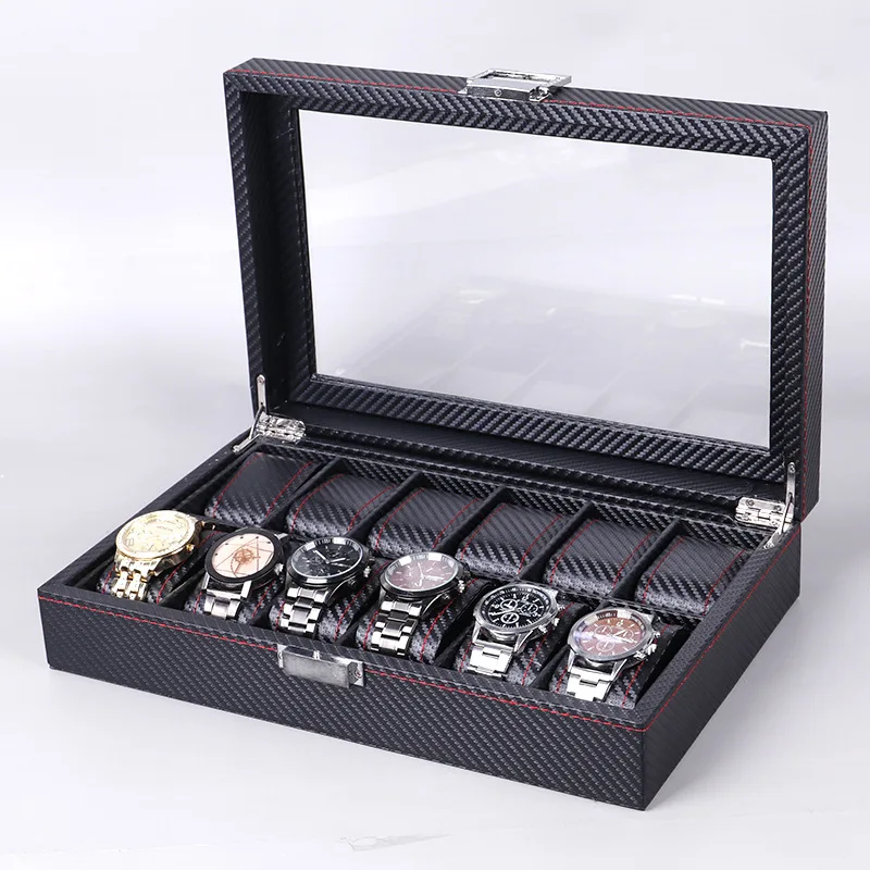 Custom Carbon Fiber Leather Men Watch Display Storage Sets With Box Wholesale
