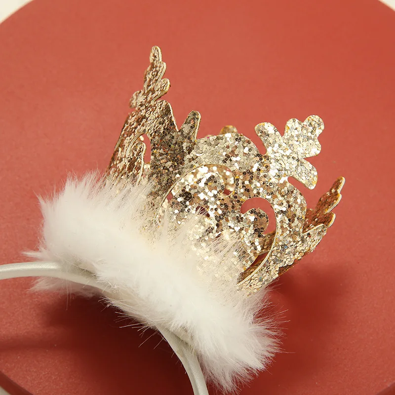 New sales girl accessories kids cute and versatile cartoon Headband for birthday party  crown with hairballs  Headband