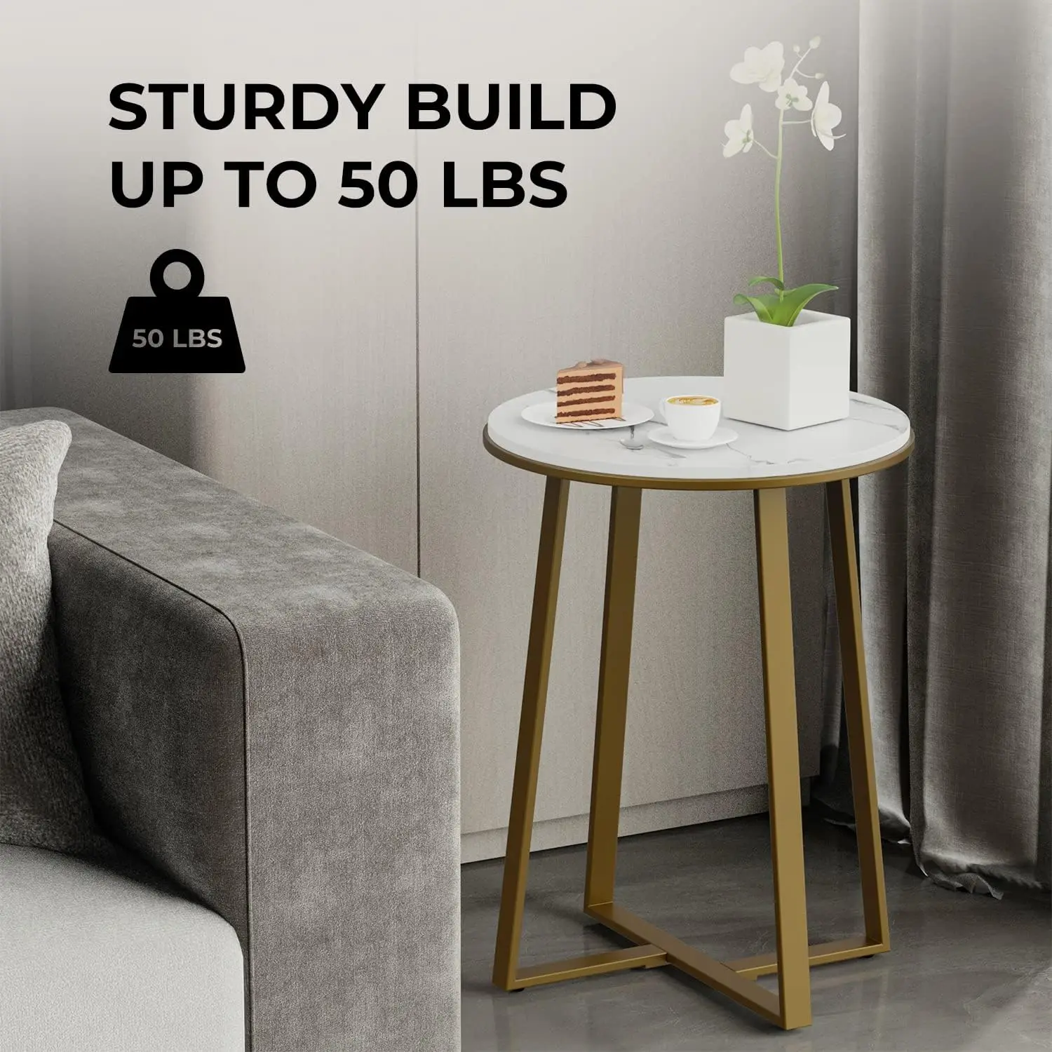 Space saving home decoration black round small coffee table modern living room furniture side table