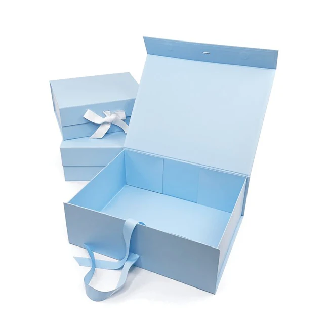 Custom logo Recyclable Luxury Folding gift Box Large package Magnetic cardboard folding gift box wrapped with ribbon