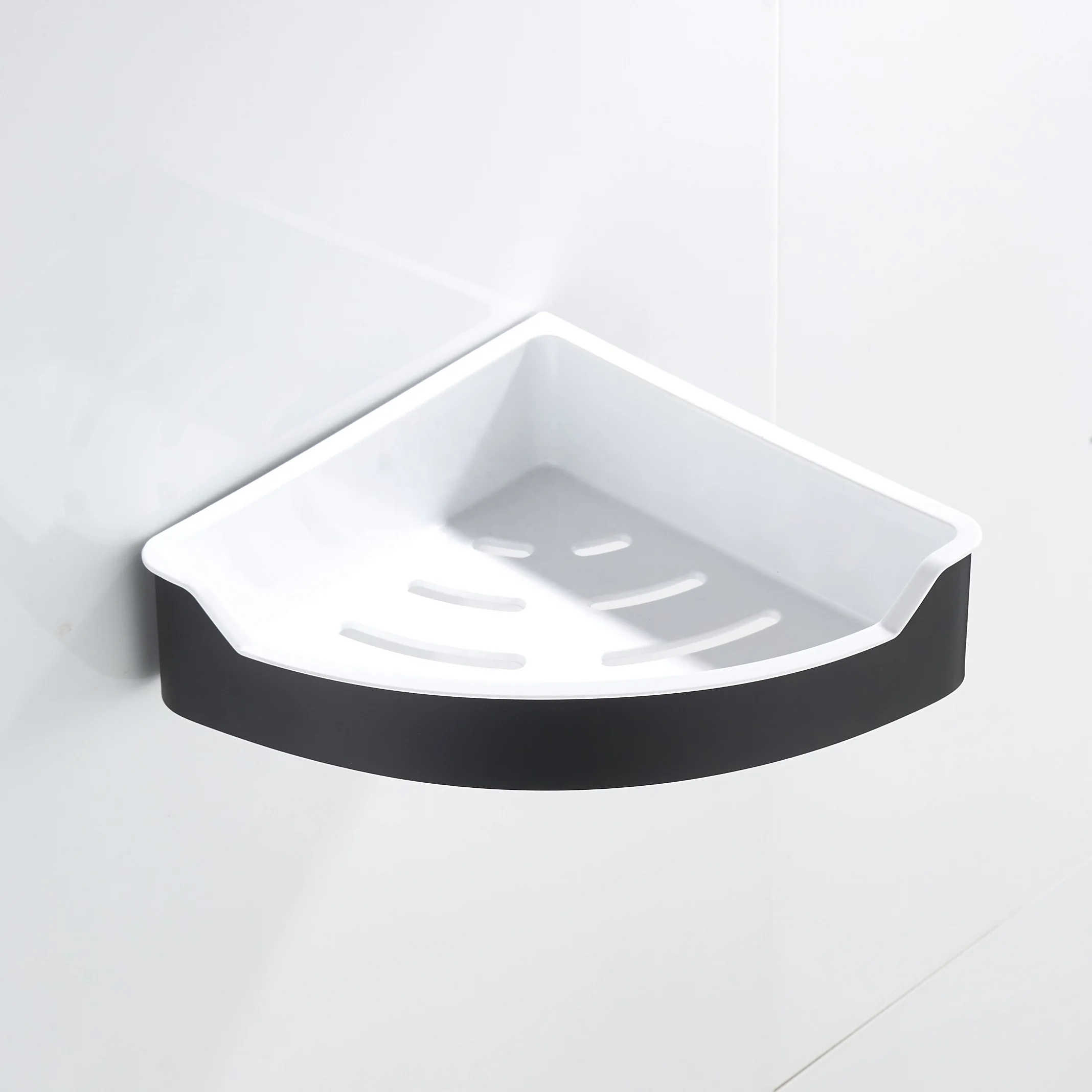 Black Tri-angle 304 stainless steel Bathroom Storage shampoo Shower Corner shelf