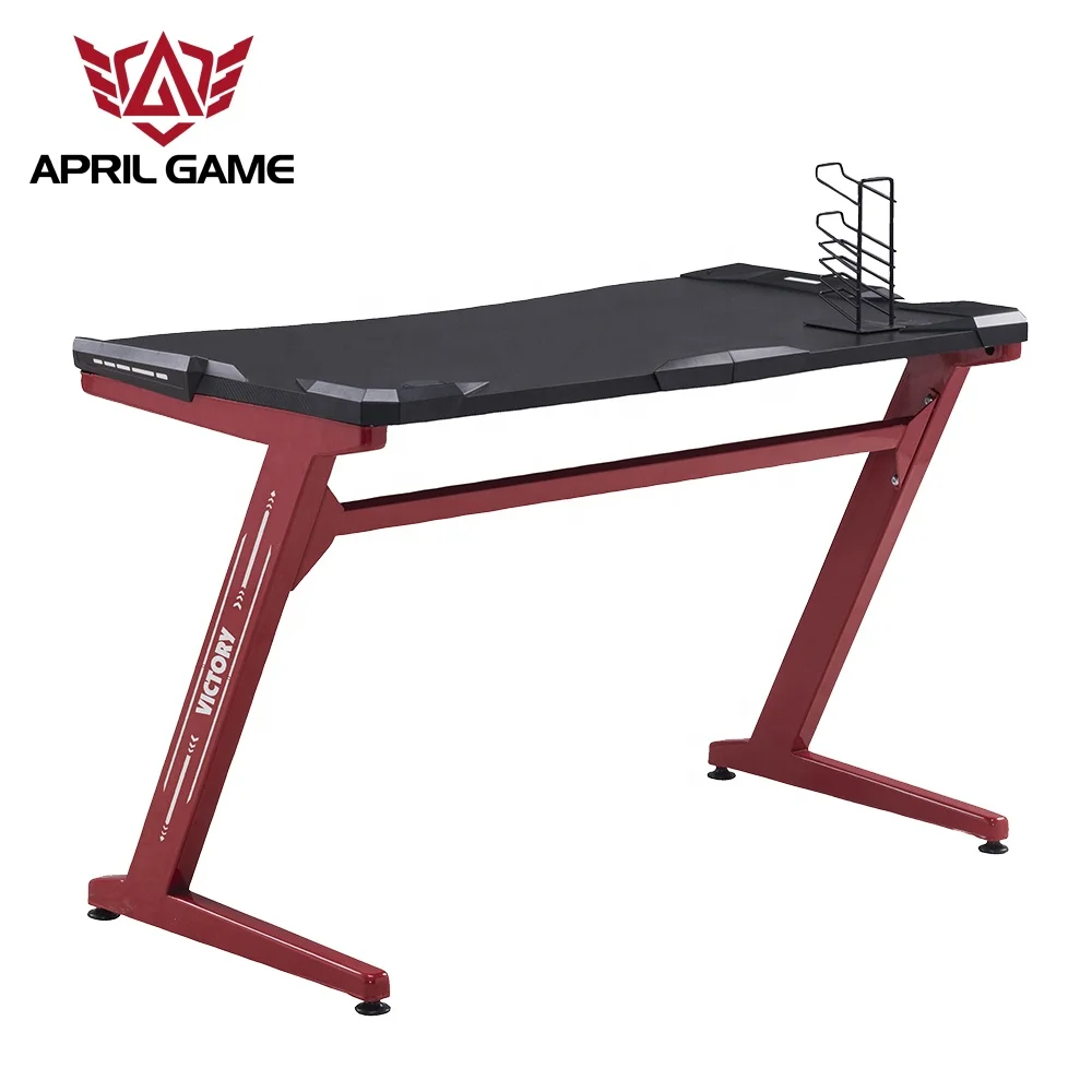 April Game Y-GD27 MDF Steel Home Office Laptop Desk Computer Gaming Desk Red with ABS Protector