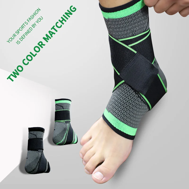 Adjustable breathable compression ankle support brace for running walking