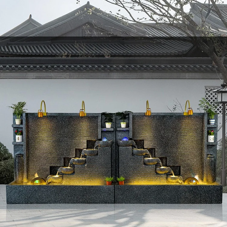 European Style Modern Waterfall Fountains Garden Decoration Indoor Hall Decor Fiberglass Outdoor Garden Water Fountain