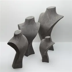 High-end Solid Wood Jewelry Displays For Store Luxury Jewelry Display Props Custom Microfiber Wooden Jewelry Stand Display Set