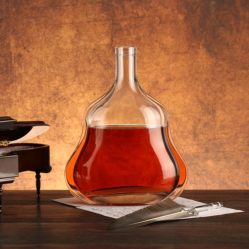 Empty Recycled Wine Brandy XO Spirit Glass Bottle 750ml With Aluminum Cap