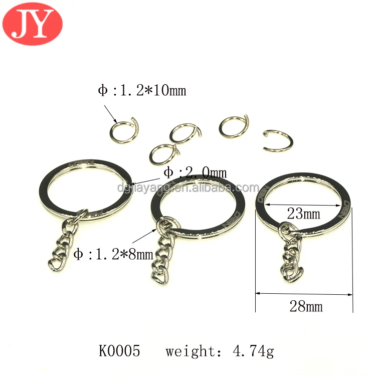 custom laser logo on flat metal  key ring 23mm iron spring ring split circle black key chain for handbag