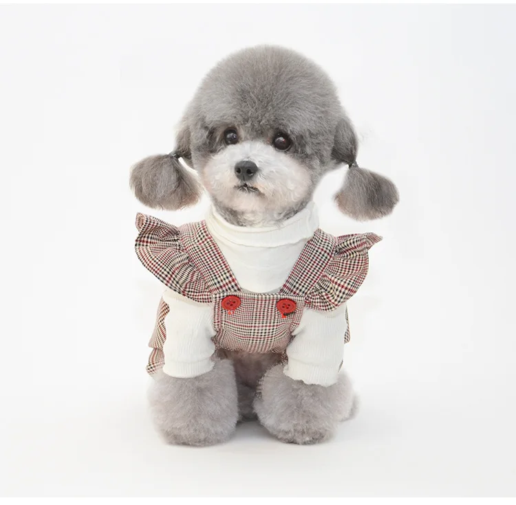 New Seasonal Fashion Pet Overalls Retro Plaid Dog and Cat Pumpkin Pants