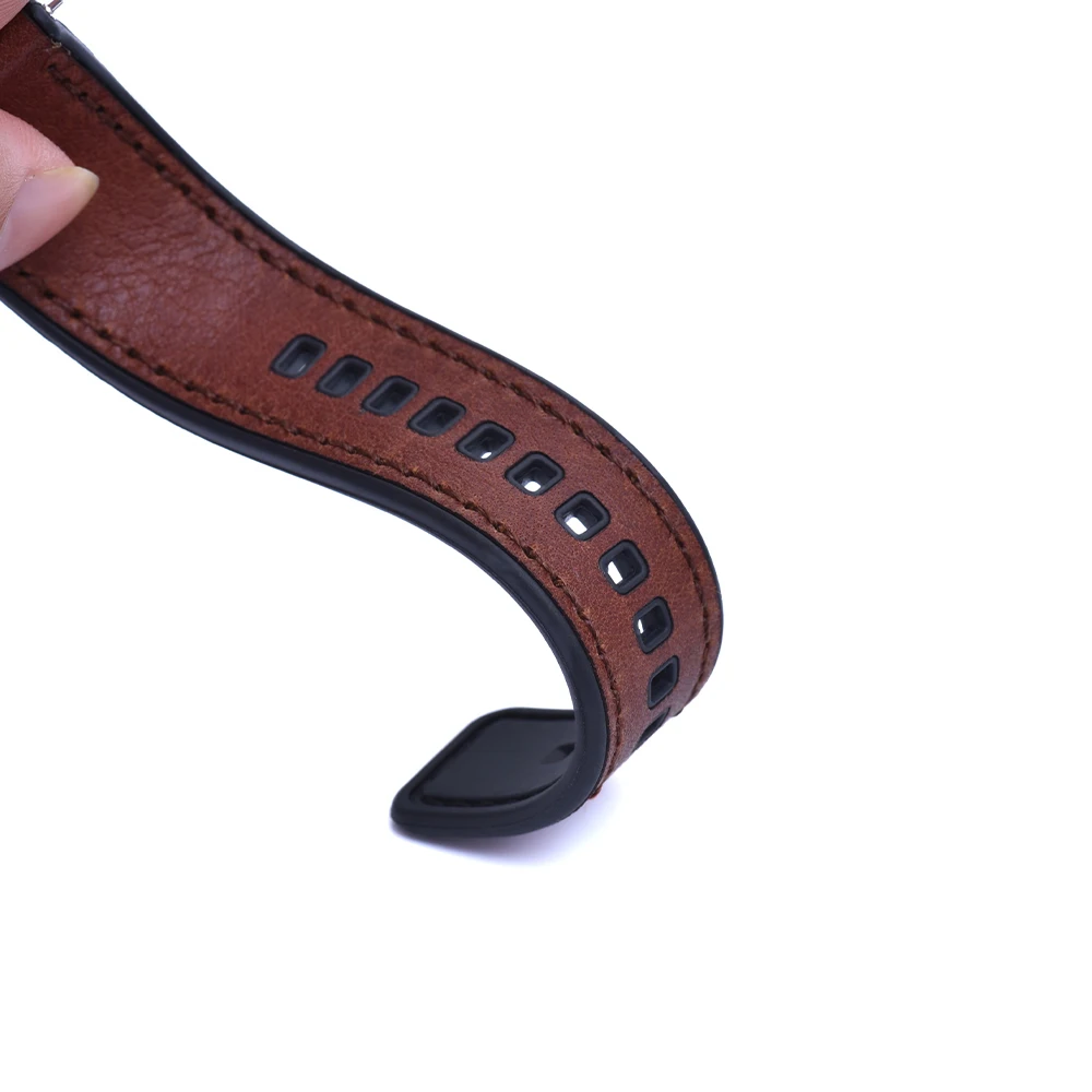 JUELONG Huatons Genuine Leather Hybrid Rubber Watch Bands 20mm 22mmm 24mm Quick Release Sailcloth Rubber Silicone Watch Strap