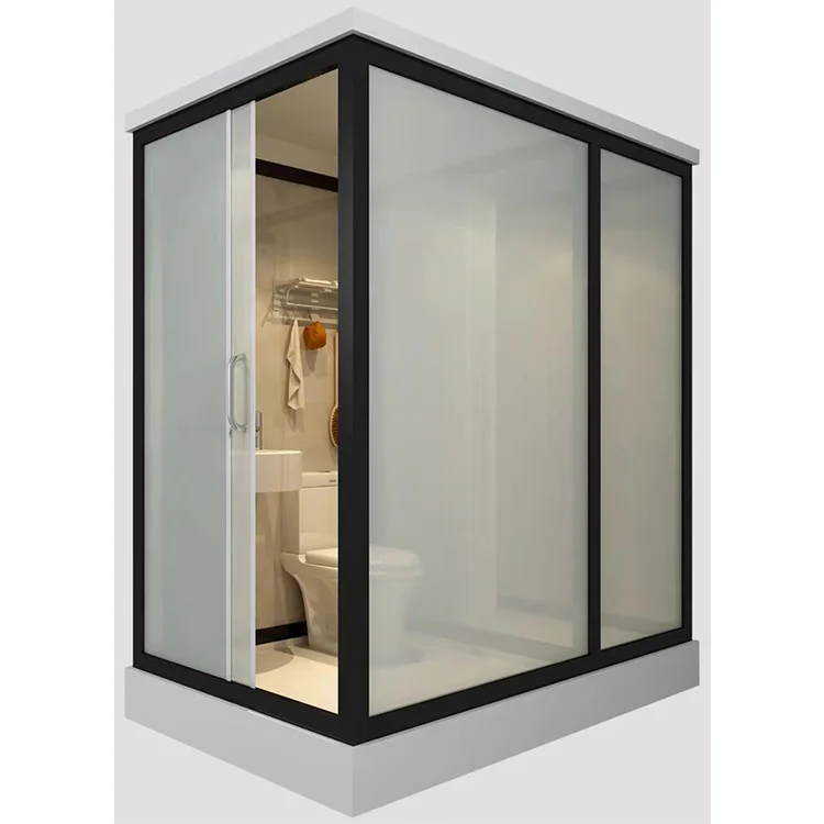 HDSAFE SR-22 Prefab Shower Room Factory Quality Matt Black Aluminium Bathroom Unit With Toilet Shower Sink for Interior Exterior