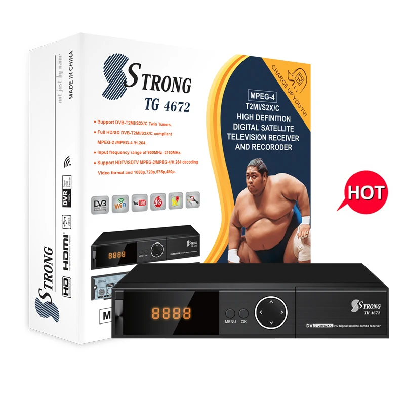 SSTRONG TG-4672 New decode ic pvr digital set top box auto biss key powervu receiver Digital MPEG4 QAM CATV Set Top Box