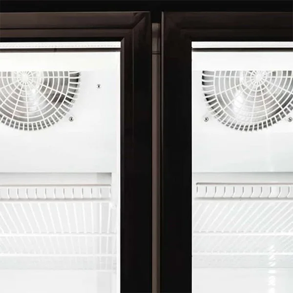 Cheap Price Supermarket Refrigerated Showcase 2 Glass Doors Vertical Cold Drink Cooler Display Freezer