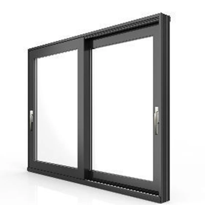 Aluminum Sliding Windows with Blinds Glass Top Quality Office Interior Black Graphic Design Horizontal Modern Window Frame