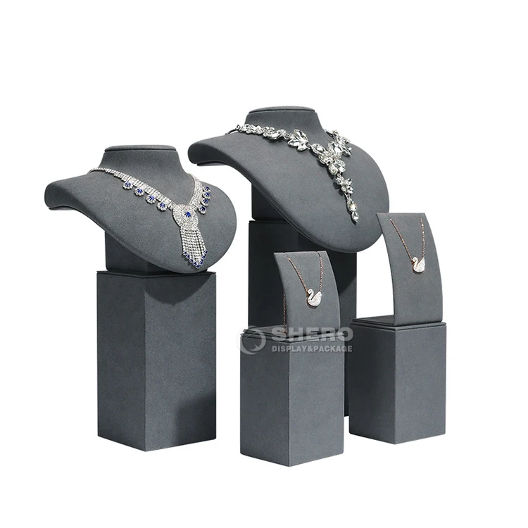 Wholesale Luxury Custom Resin Jewelry Display Necklace Busts Grey High End Necklace Display Necklace Stand Display Busts